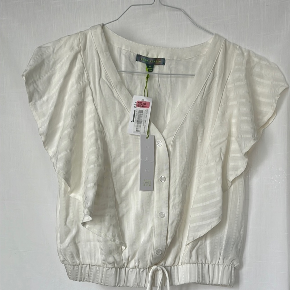 White Button-Up Girls Top NWT